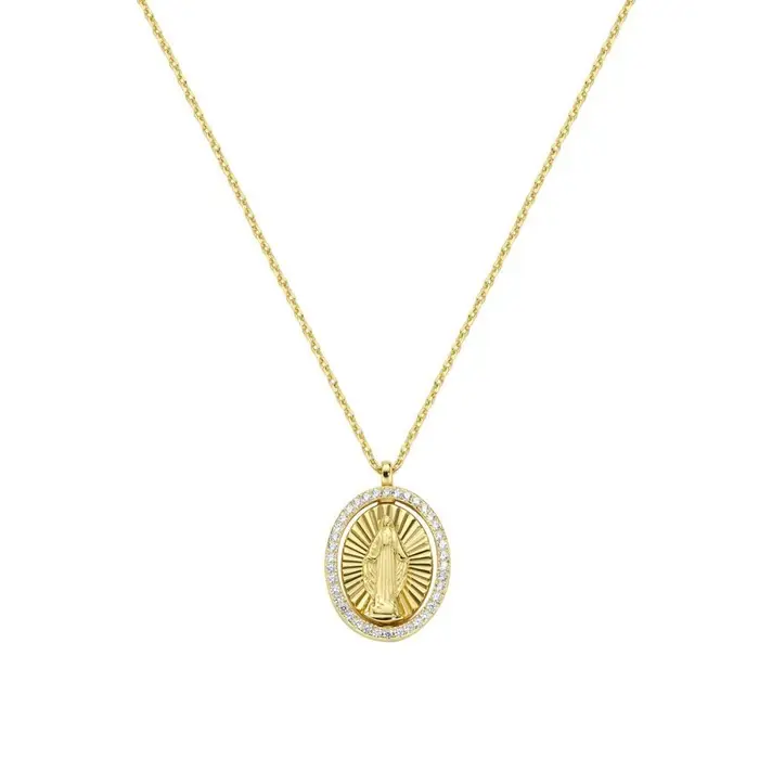 AMEN Collana In Ottone Dorato Miracolosa Con Medaglia Girevole