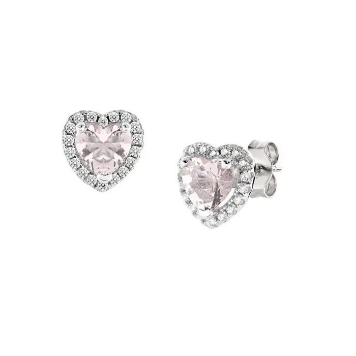 AMEN Orecchini Dolce Cuore Rosa Morganite