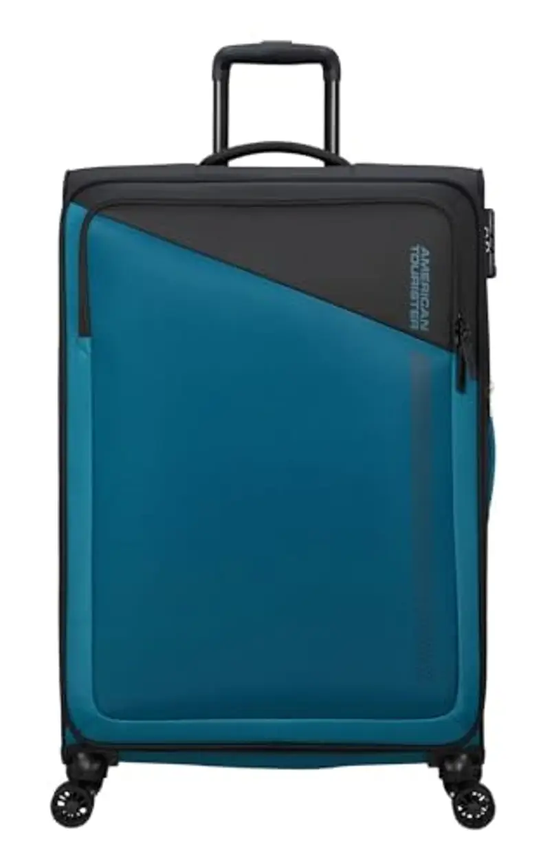 American Tourister DASH AMERICANO TORISTER DAMING - Spinner M, Suitcase espandibile, 66, 5 cm, 67/75 L, nero/blu