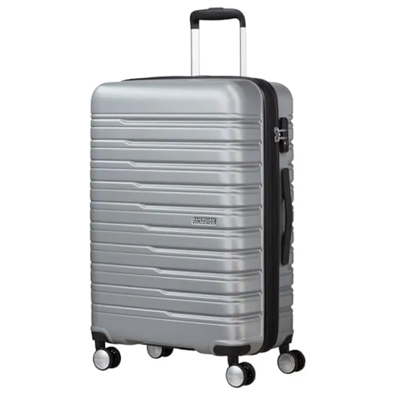 American Tourister Flashline - Spinner M, Suitcase, 67 cm, 69/75 L, Silver (Sky Silver)