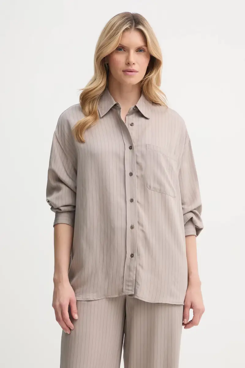 American vintage camicia donna colore beige OKY06BE25