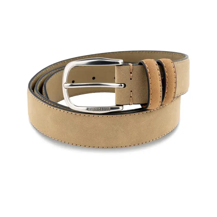 AMERICANINO Cintura beige da uomo effetto scamosciato con fibbia silver UNICA