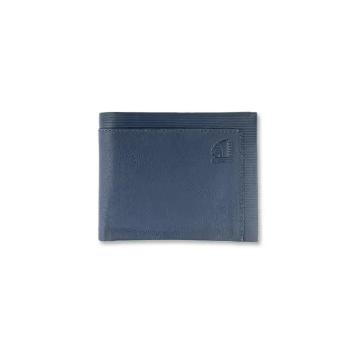 AMERICANINO Portafoglio in pelle blu da uomo con portamonete e slot carte UNICA