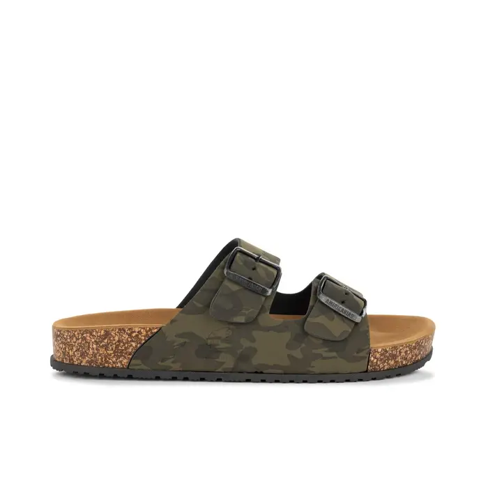 AMERICANINO Sandali verdi camouflage da uomo con fondo effetto sughero
