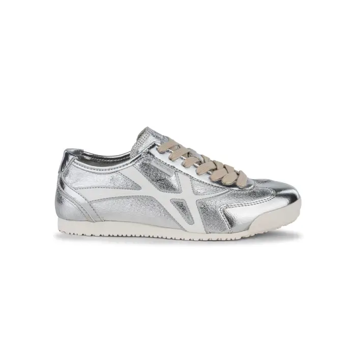 AMERICANINO Sneakers argento da donna effetto laminato con inserti bianchi