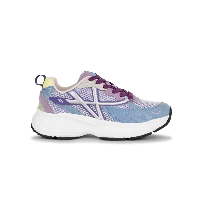 AMERICANINO Sneakers da donna lilla e azzurre con dettagli argento e suola chunky