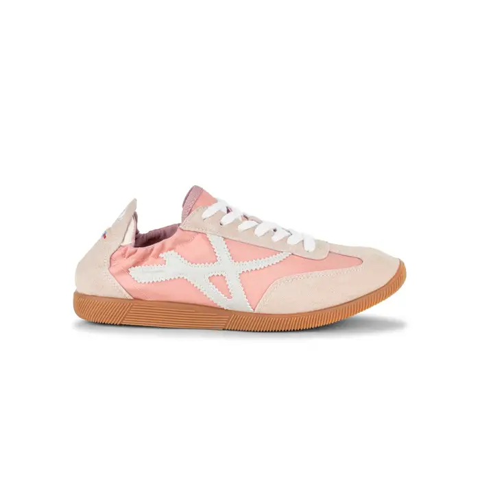 AMERICANINO Sneakers morbide da donna rosa e beige con effetto scamosciato