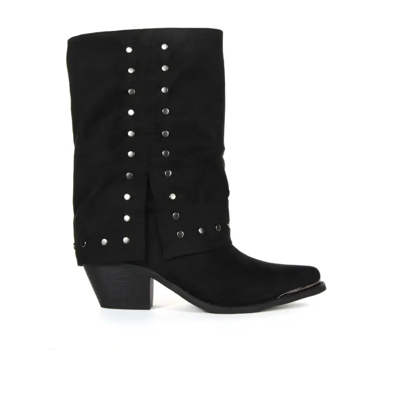 AMERICANINO Stivali texani neri con tacco basso e borchie