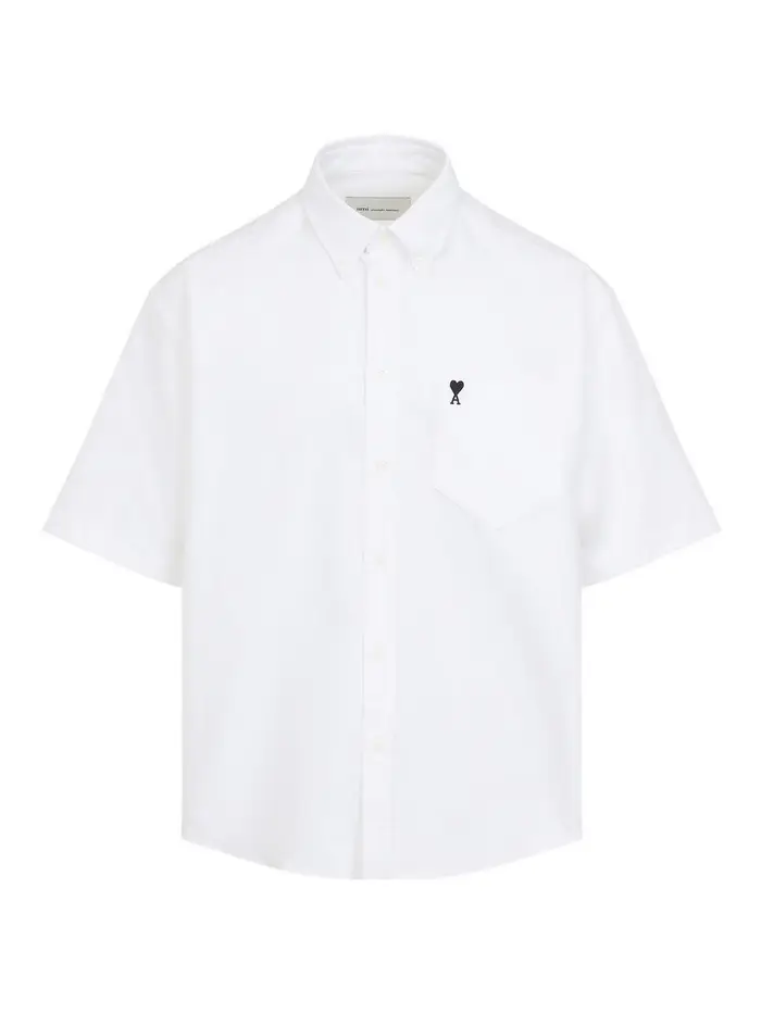 Ami Paris Camicia squadrata a maniche corte Bianco