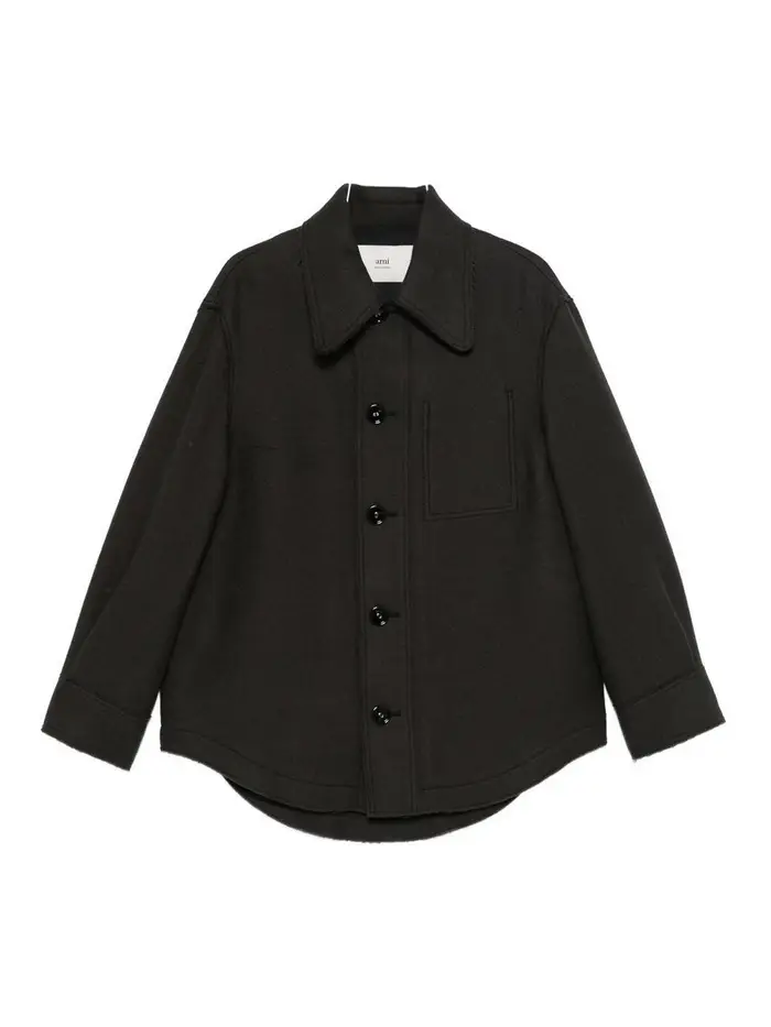 Ami Paris Giacca-camicia in lana Grigio