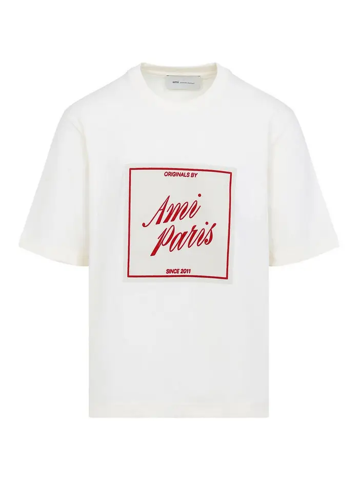 Ami Paris T-shirt a maniche corte dal taglio squadrato Bianco