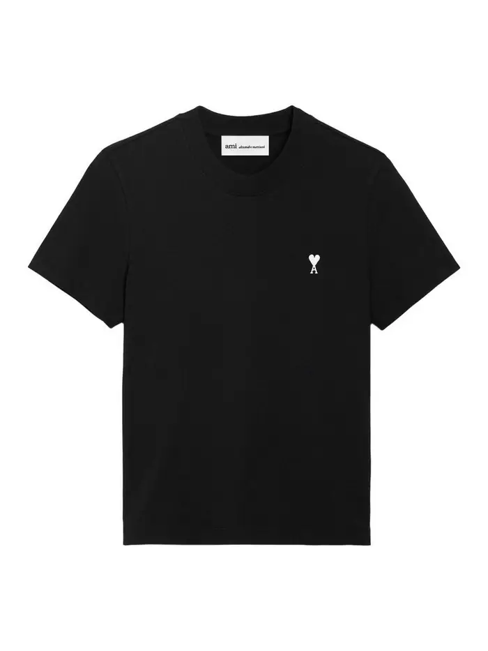 Ami Paris T-Shirt De Coeur Con Ricamo Nero