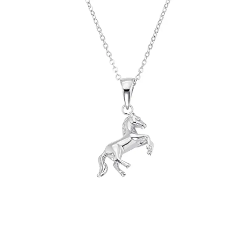 amor Collana con Ciondolo in Argento 925 Collana da bambina in Argento 925, 35+3 cm, Argento, cavallo, Fornita in confezione regalo per
