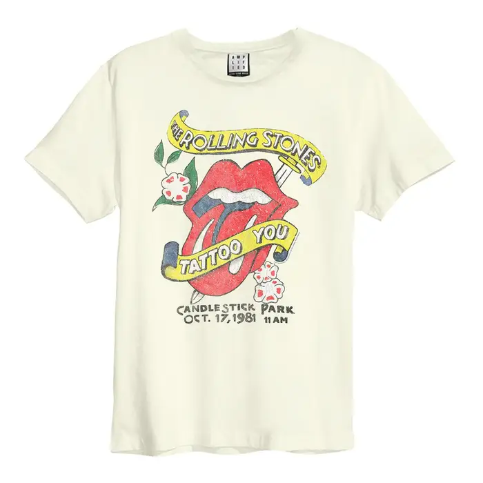 T-shirt unisex per adulti con tatuaggio amplificato dei Rolling Stones 3XL bianco