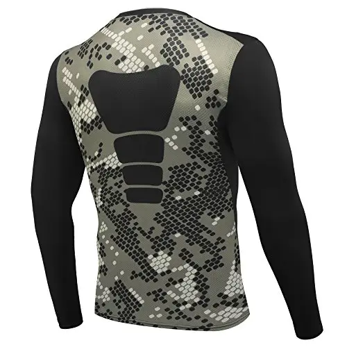 AMZSPORT Maglietta da Uomo a Compressione, a Maniche Lunghe, Funzione Baselayer Multicolore