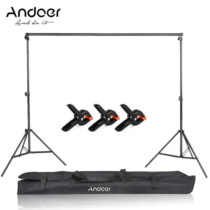 Andoer 2,8 * 3 m/9,2 * 10 piedi Supporto per fondale da studio in lega di alluminio regolabile per fotografia 2x3m nero