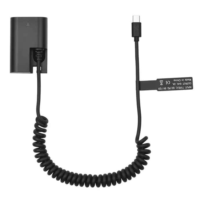 Andoer Adattatore accoppiatore USB-C per batteria fittizia LP-E6 Accoppiatore batteria fittizia DR-E6 con molla USB Type-C nero
