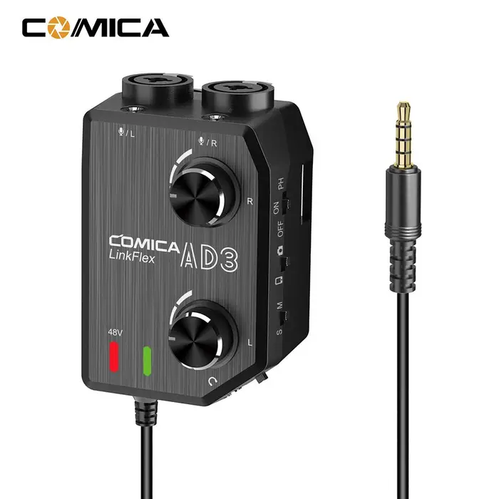 Andoer CoMica LINKFLEX AD3 Mixer/adattatore/interfaccia audio preamplificatore XLR/3,5 mm/6,35 mm-3,5 mm a due canali nero