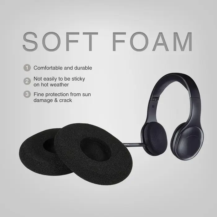 Andoer Cuscinetti auricolari di ricambio Cuscino in morbida schiuma per cuffie wireless Logitech H800 H 800