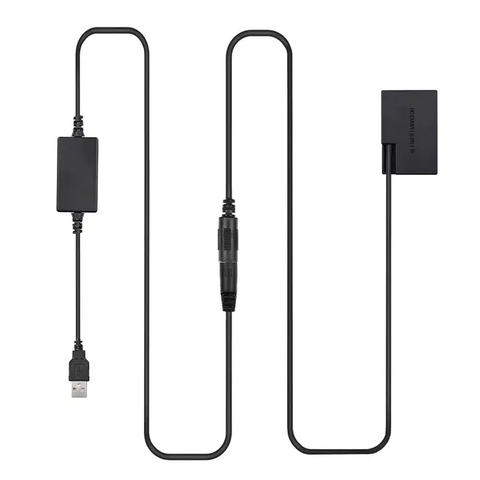 Andoer DR-E18 Kit di alimentazione USB Accoppiatore CC Batteria fittizia Sostituisci la batteria LP-E18 con USB CC nero
