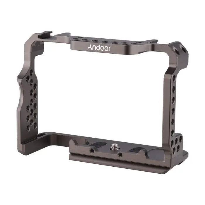 Andoer Gabbia per telecamera in lega di alluminio Sostituzione per impianto video per Sony A7R III/ A7 II/ A7III argento