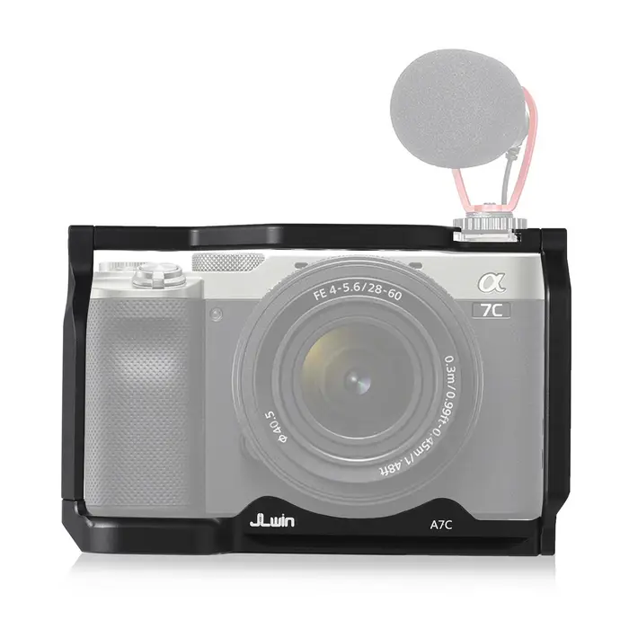 JLwin Gabbia Protettiva per Fotocamera in Lega di Alluminio con Piastra a Sgancio Rapido Supporto Cold Shoe Magnetico nero