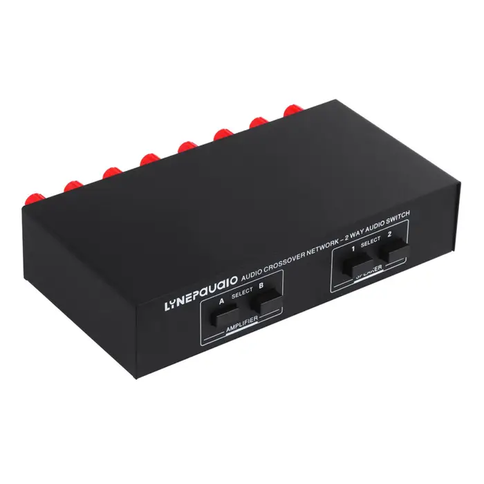 Andoer LINEPAUDIO 2 In 2 Out Selettore altoparlante Selettore segnale audio Ricevitore audio amplificatore di potenza nero