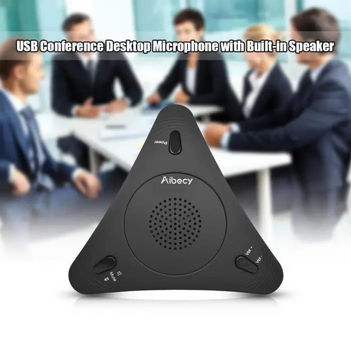 Andoer Microfono a condensatore omnidirezionale Microfono per conferenze Riunione Pickup audio a 360 gradi nero