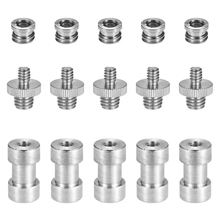 Andoer Set di montaggio a vite con boccola di riduzione per raccordo filettato da 1/4 -20 a 3/8 -16 5PCS argento