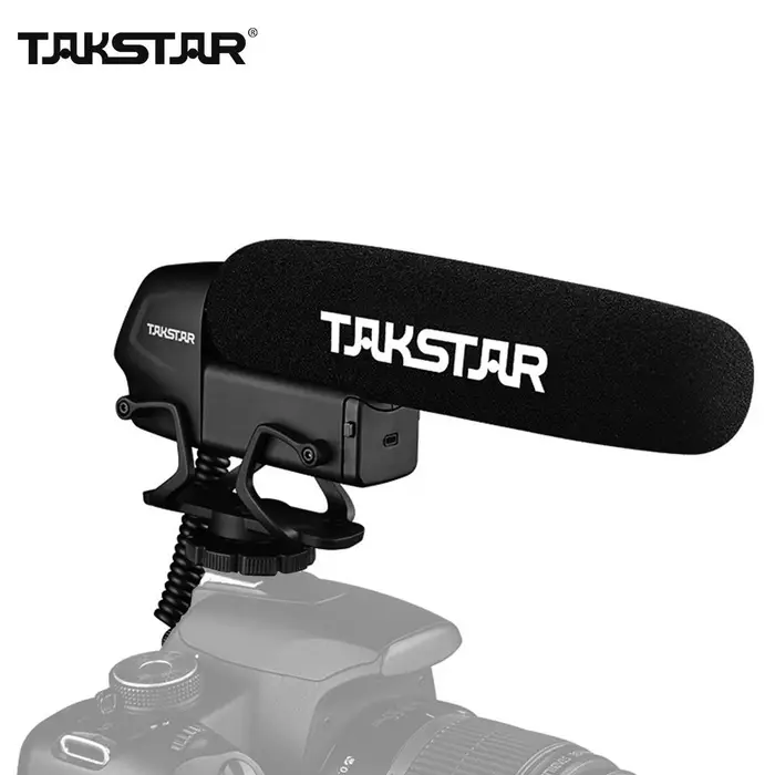 Andoer TAKSTAR SGC-600 Microfono per interviste a condensatore sulla fotocamera Microfono Super cardioide Controllo guadagno a 3 livelli