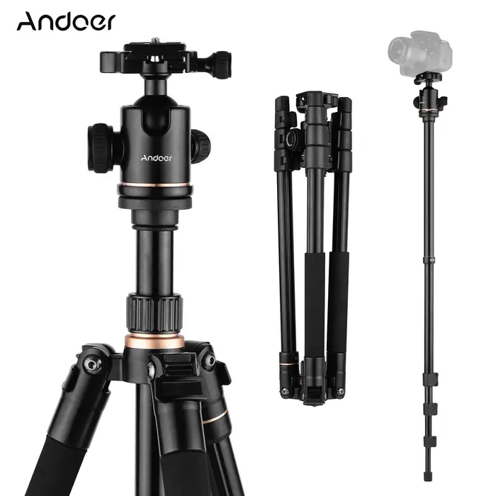 Andoer Treppiede fotografico monopiede da 164 cm/64,57 pollici Testa a sfera girevole a 360 gradi in lega di alluminio 8 kg
