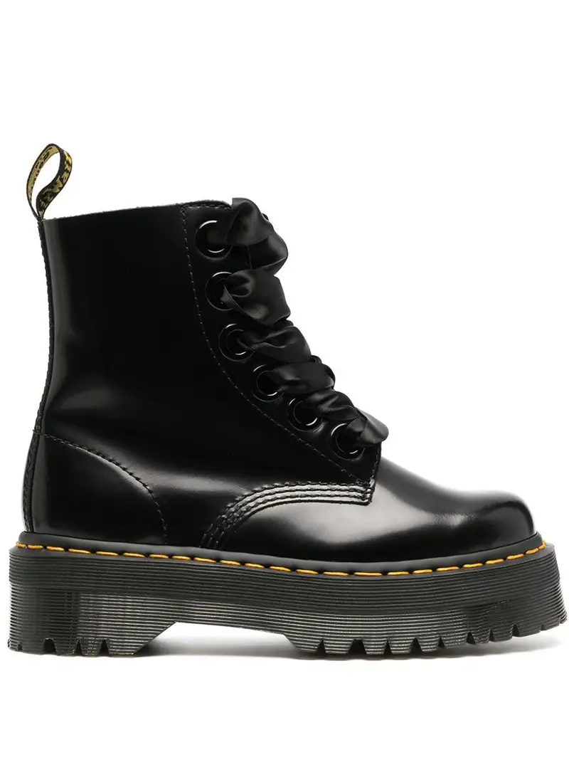 Dr. Martens Anfibi Molly in pelle con lacci in raso