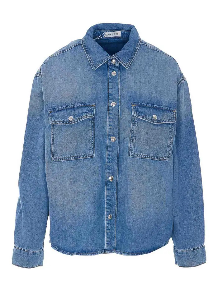 Anine Bing Camicia Paxton Blu Lavato