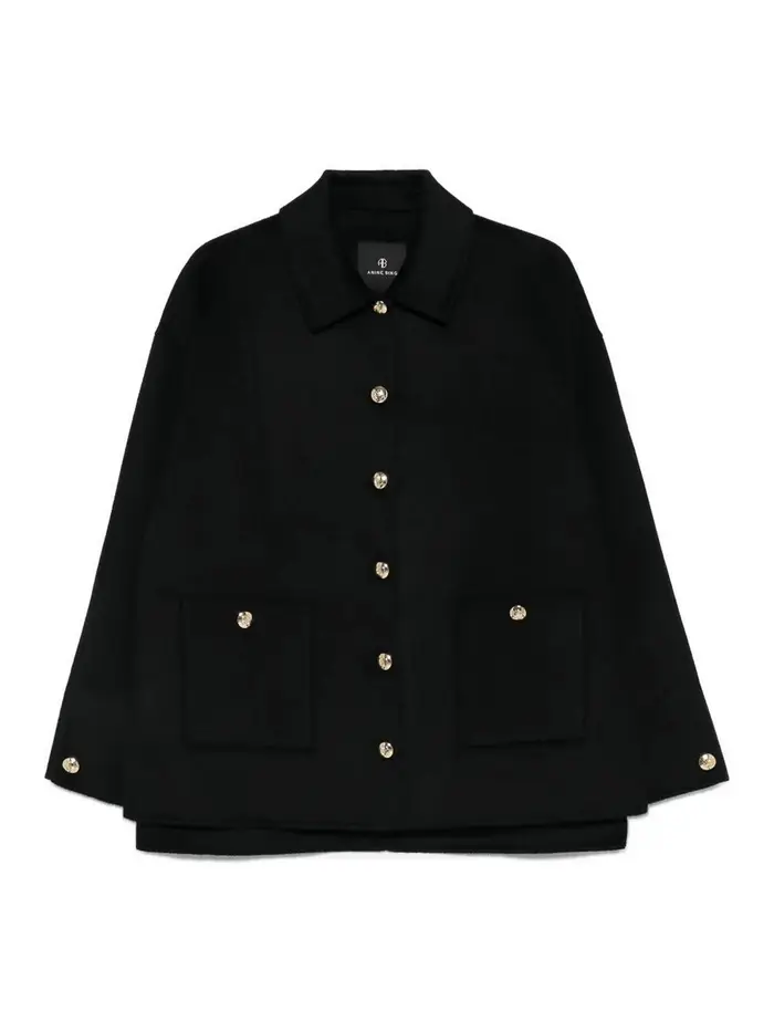 Anine Bing Giacca Luca Misto Cashmere Nero