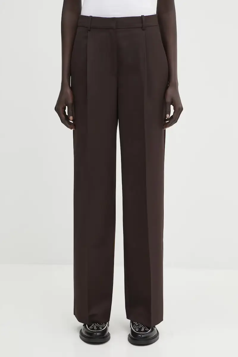 Anine Bing pantaloni con lana trent colore marrone A.03.11187