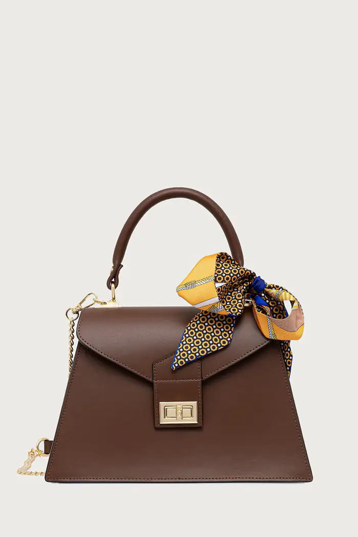 borsa da baule da donna in pelle Marrone