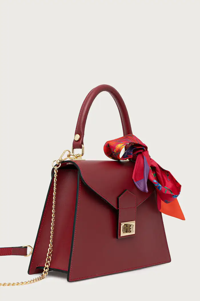 borsa da baule da donna in pelle Rosso