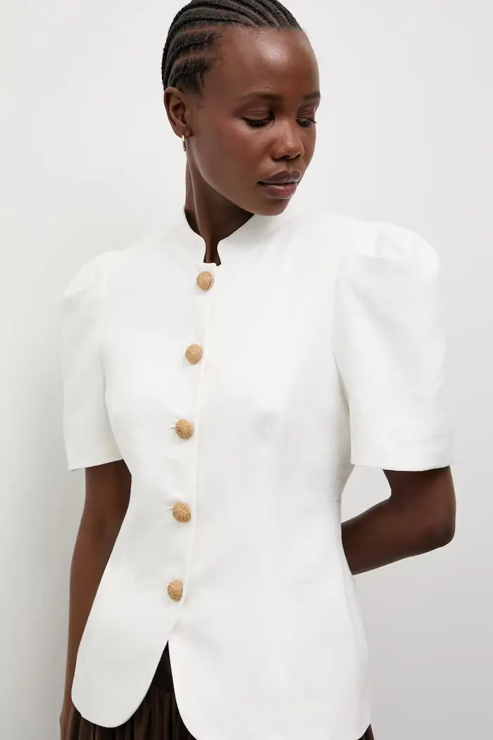 Answear LAB camicetta da donna in lino Beige
