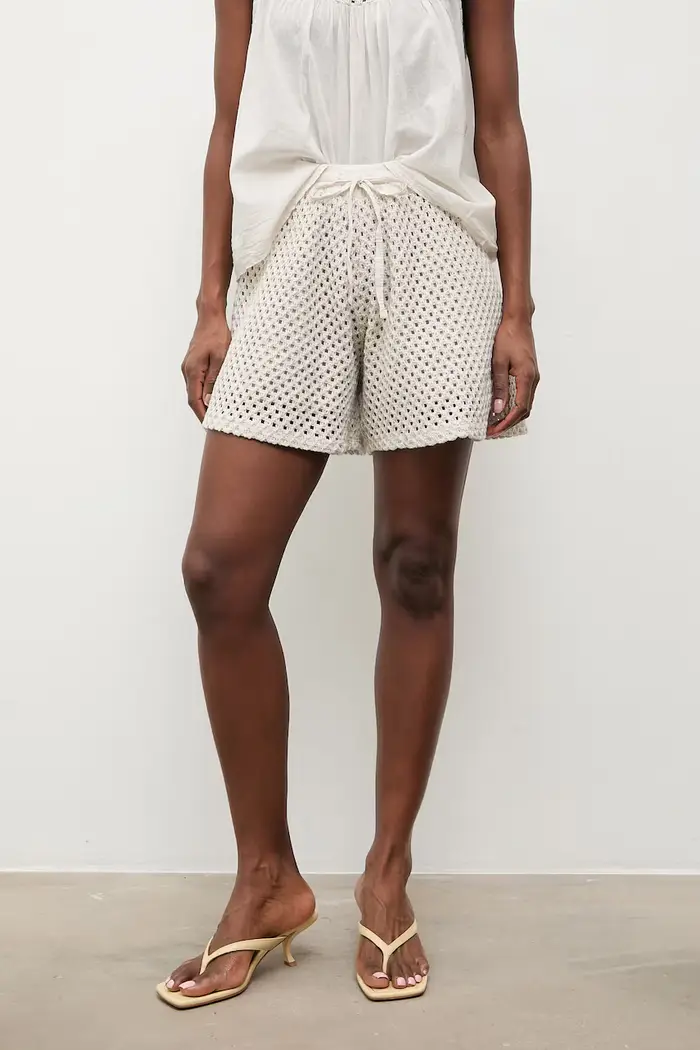 Pantaloncini da donna in cotone Beige