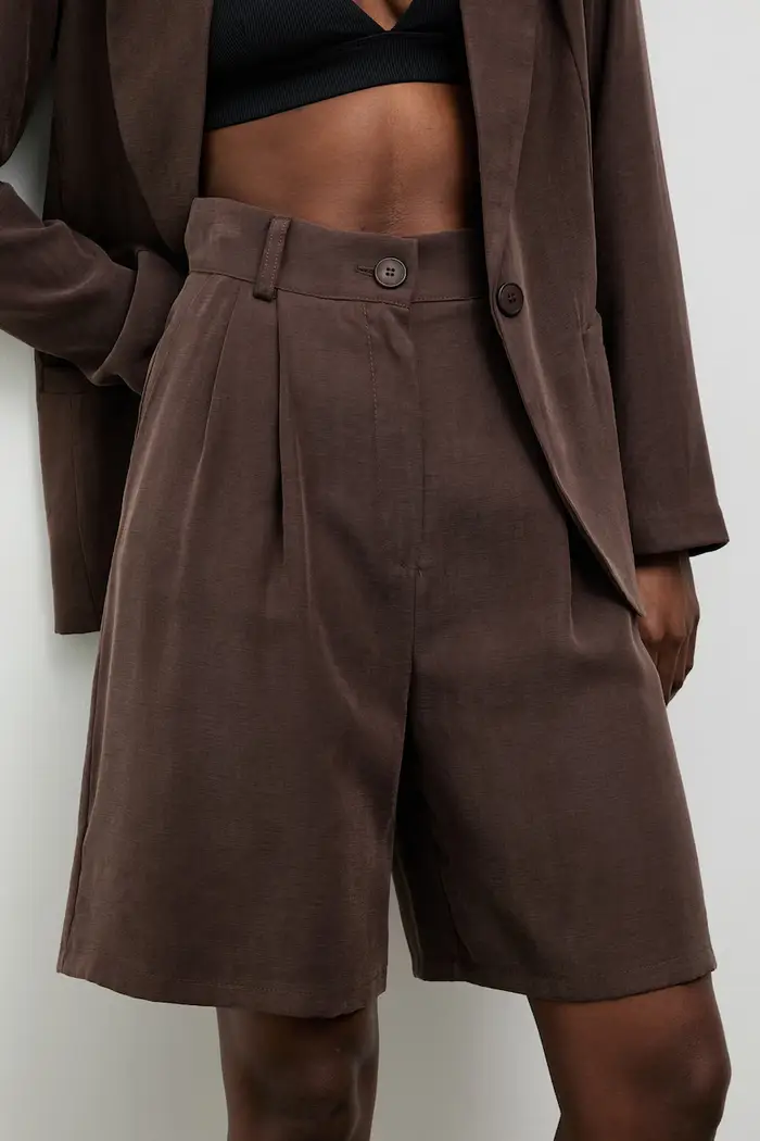 pantaloncini eleganti da donna con viscosa Marrone