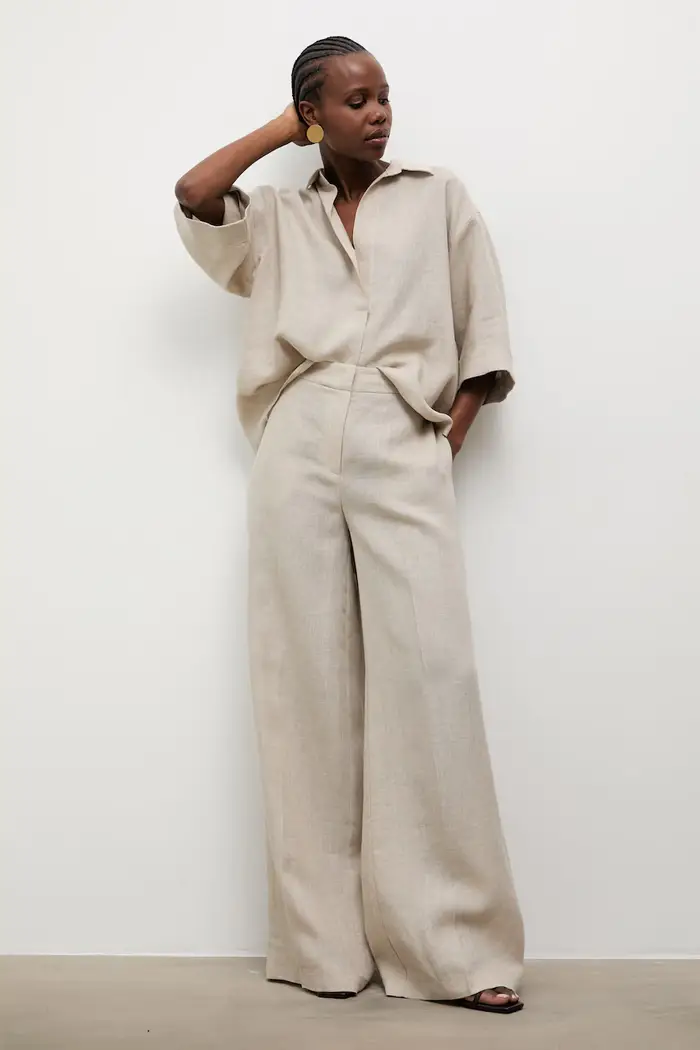 Answear LAB pantaloni da donna in lino Beige