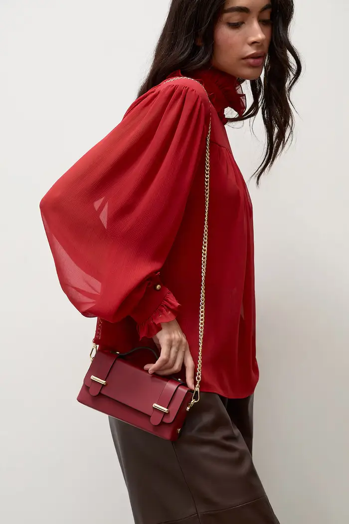 pochette da donna in pelle Rosso