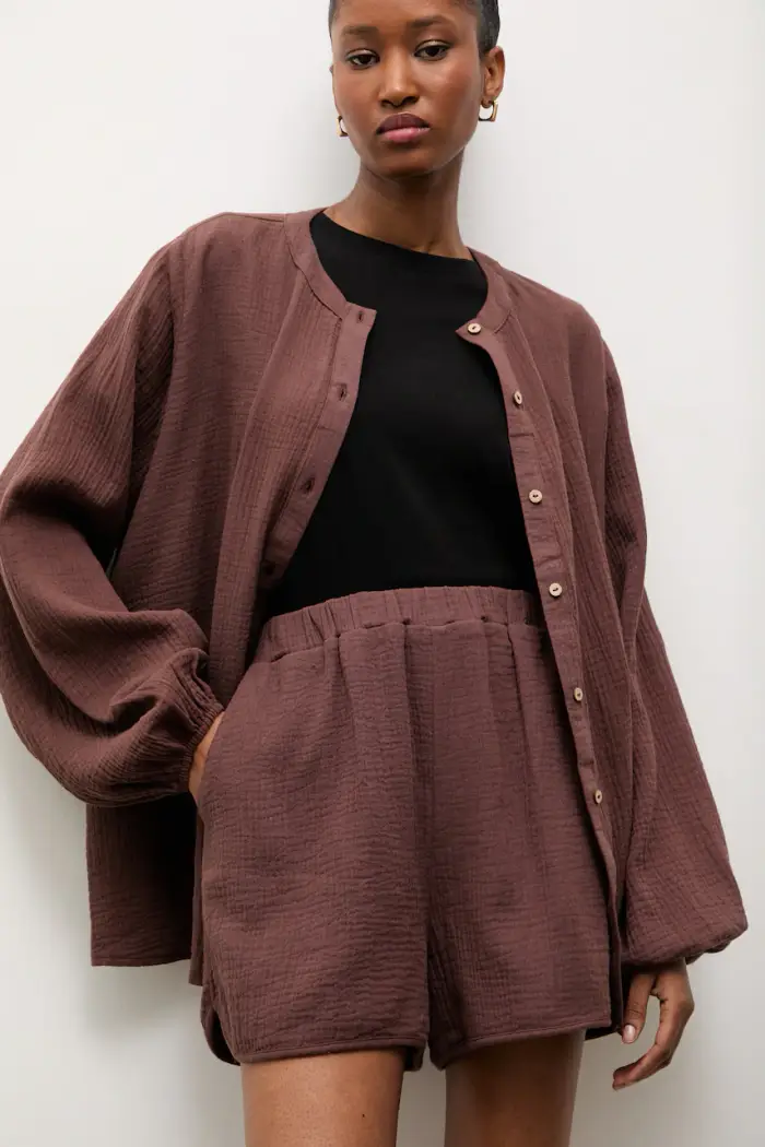 set da donna in cotone Marrone