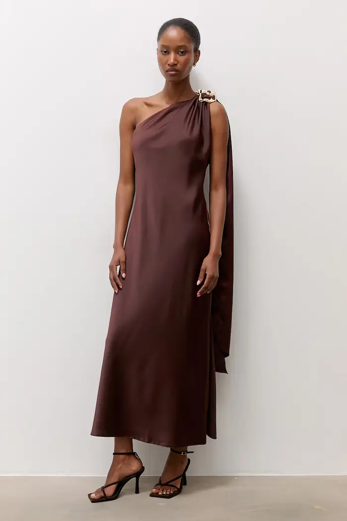 vestito asimmetrico Marrone