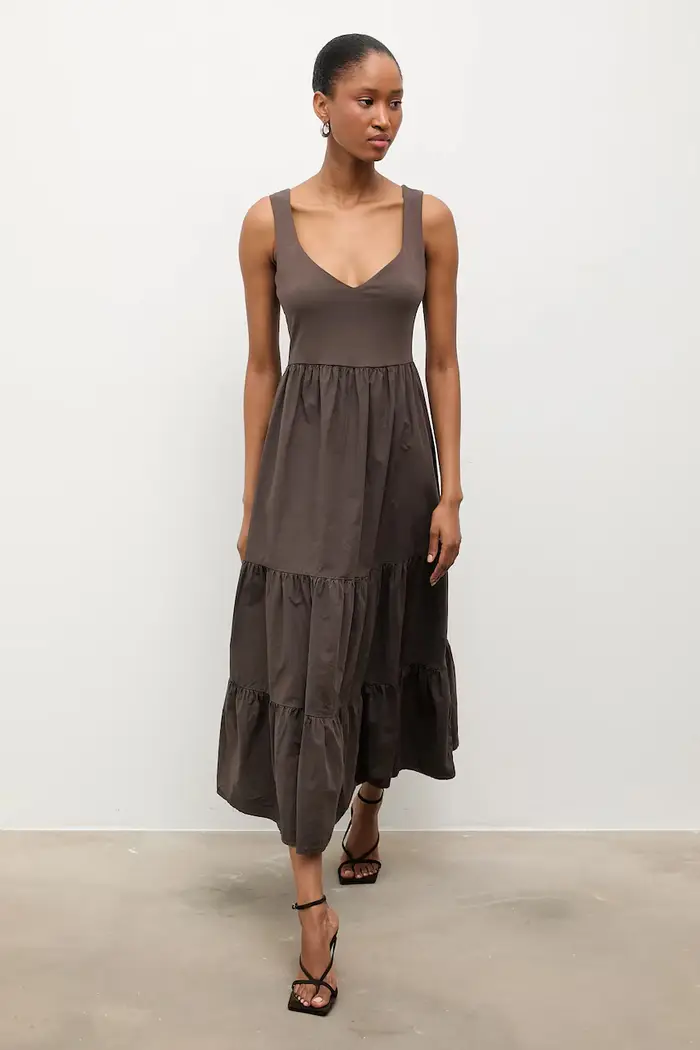 vestito in cotone Marrone