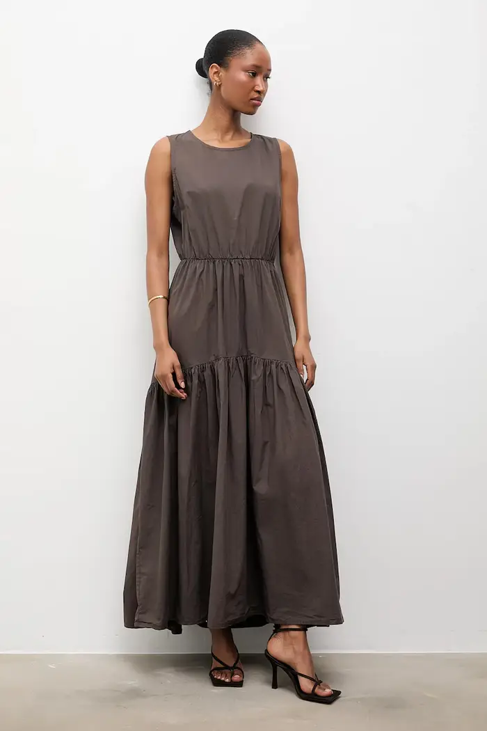 vestito in cotone Marrone