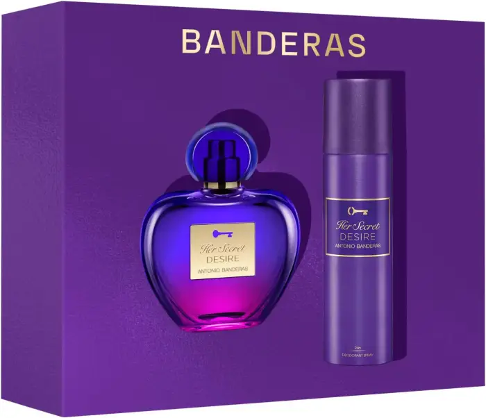 Antonio banderas Set Her Secret Desire, Eau de Toilette, da donna, 80 ml + Her Secret Desire, Deodorante Spray, da donna, 150 ml