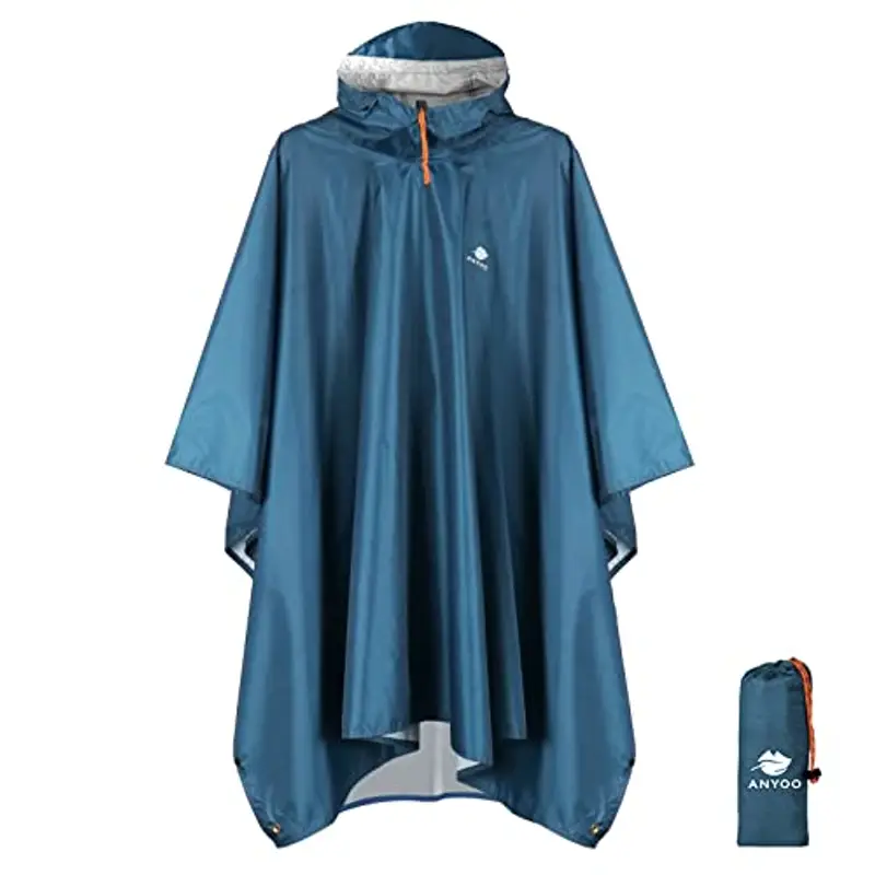ANYOO Impermeabile Poncho Pioggia Riutilizzabile Multiuso Impermeabile con Cappuccio Packable Telo Riparo a Terra Foglio Ideale per