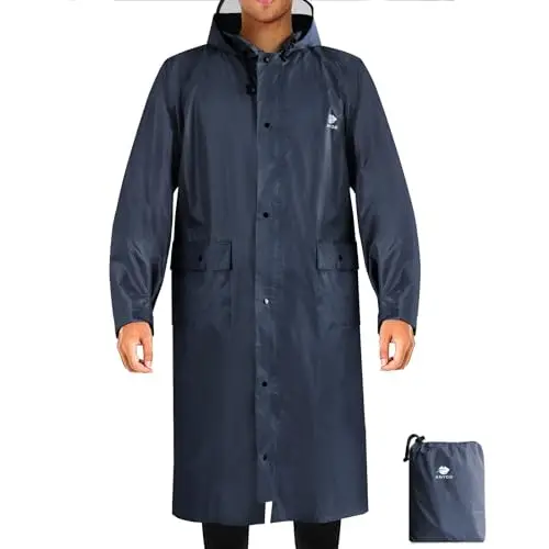 ANYOO Poncho impermeabile e leggero con cappuccio, per uomo e donna, con tasche, per escursionismo, campeggio