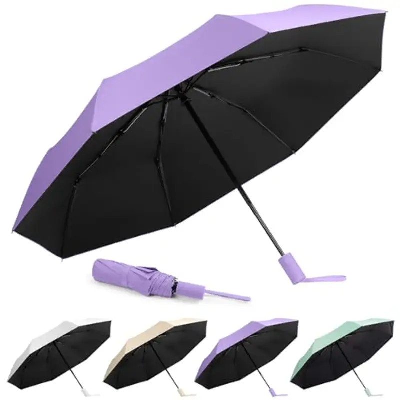 Aolso Automatica Ombrello Pieghevole, Ombrello Compatto con 8 Nervature in Fibra di Vetro, Viaggio Ombrello Anti-tempesta Rivestimento in